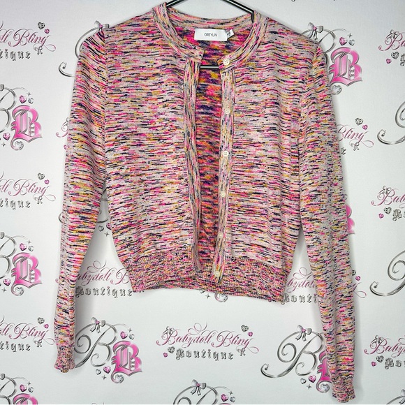 Greylin Sweaters - Greylin cardigan heathered rainbow 🌈 button up sweater pink soft stretchy BNWT